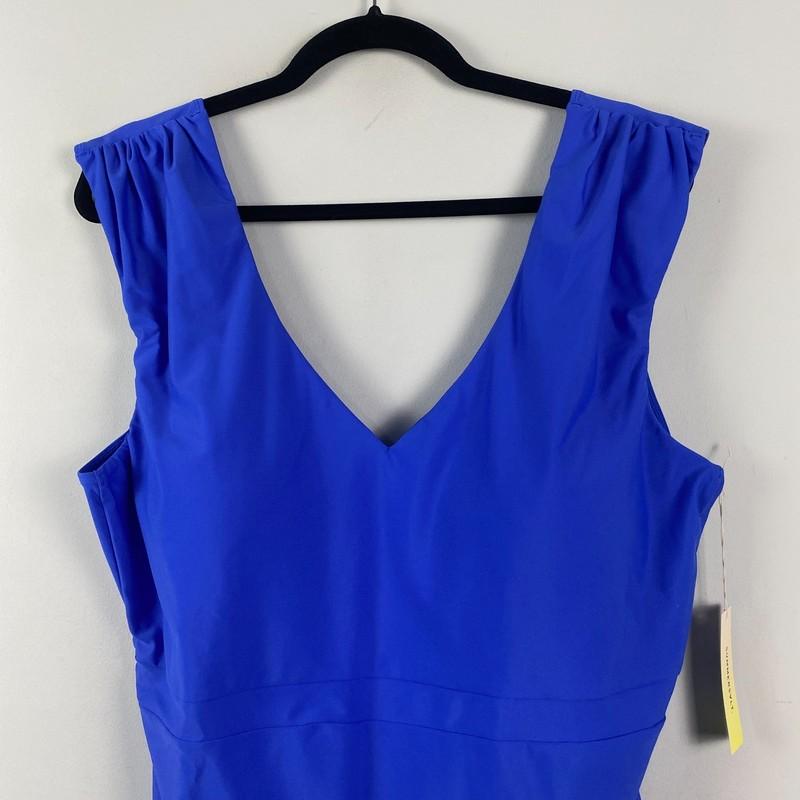 Summersalt Ruched Backflip One Piece Swimsuit Hydrangea Blue Plus Size 22