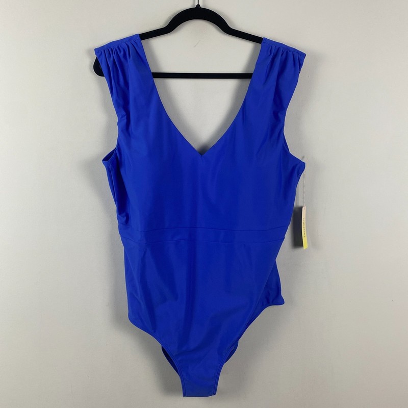Summersalt Ruched Backflip One Piece Swimsuit Hydrangea Blue Plus Size 22