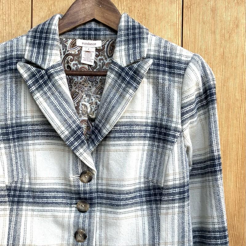Sundance EUC Plaid Lined Blazer Sz 4