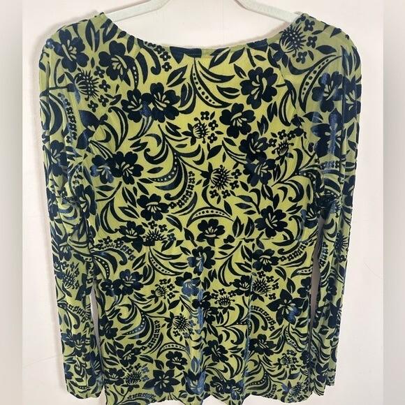 Sundance Top Velvet Burnout Shirred Bust Top Blouse Green Goth Fairy Size M