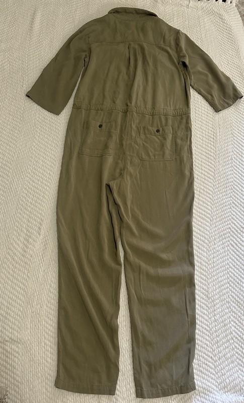 Sundance Women's Wayside Vintage Wash Military Green Cargo Jumpsuit Sz M