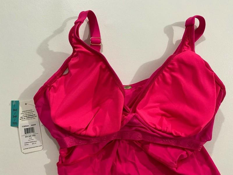 Sunsets Underwire Forever Tankini Hot Pink Swim Top Women’s Size 36E/34F/32G