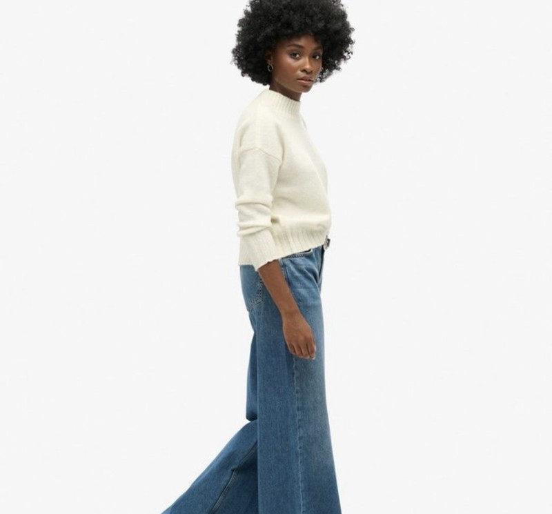 Superdry Raw Hem Wide Leg Flare Jeans Size 26/32