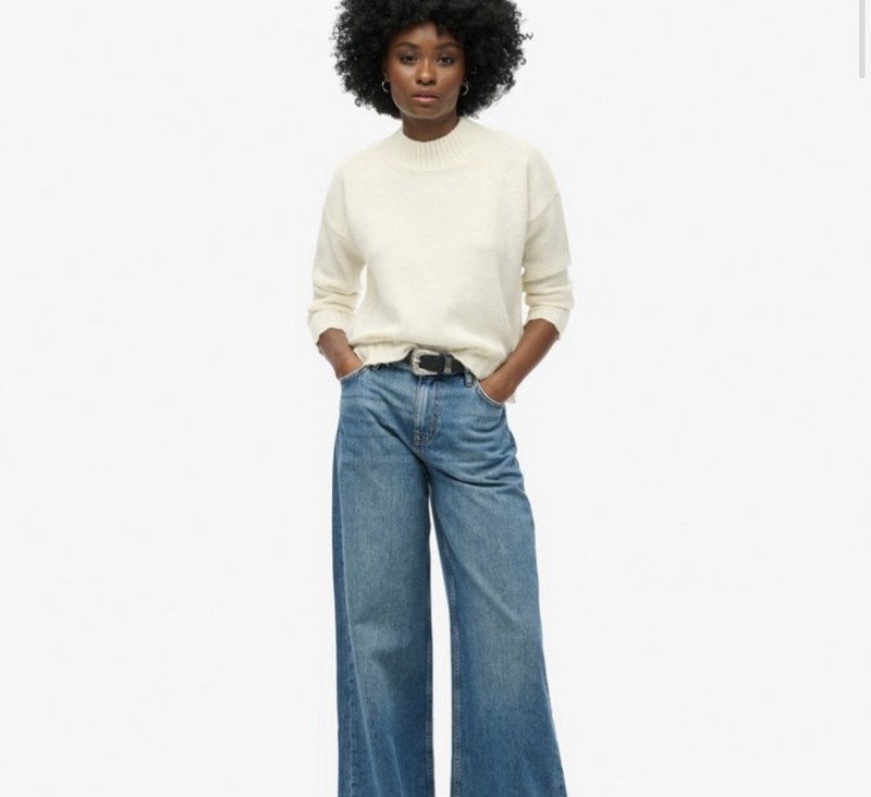 Superdry Raw Hem Wide Leg Flare Jeans Size 26/32