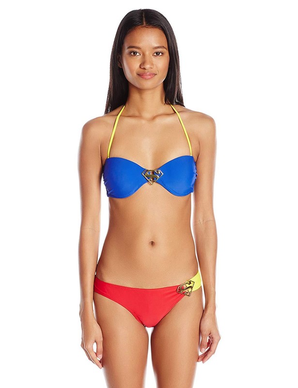 Supergirl Bikini Bandeau Top & Side Ring Cinched Low Bikini SM4875 Superman DC