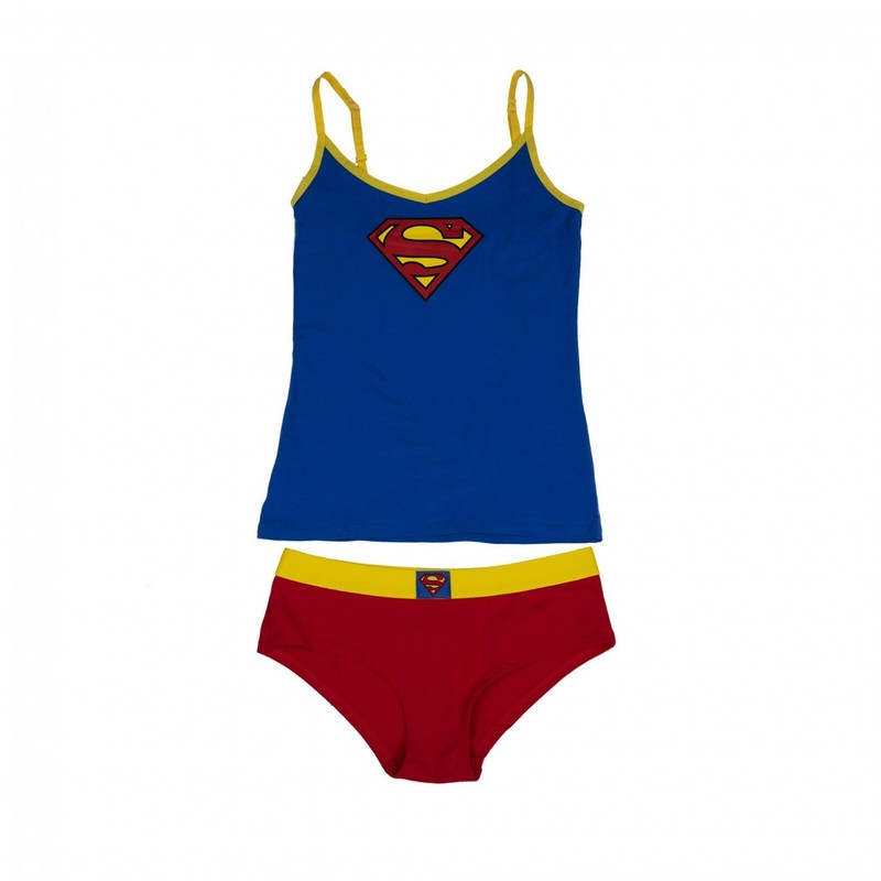 Superman Cami & Panty Lingerie Set Blue