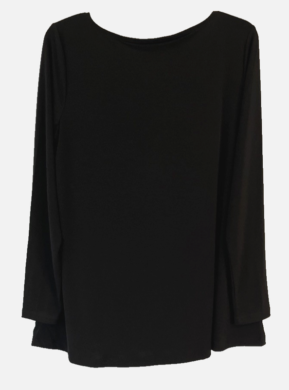Susan Graver Liquid Knit Tunic Shirt Black Sz M Pull Over A544638 Women CB63L