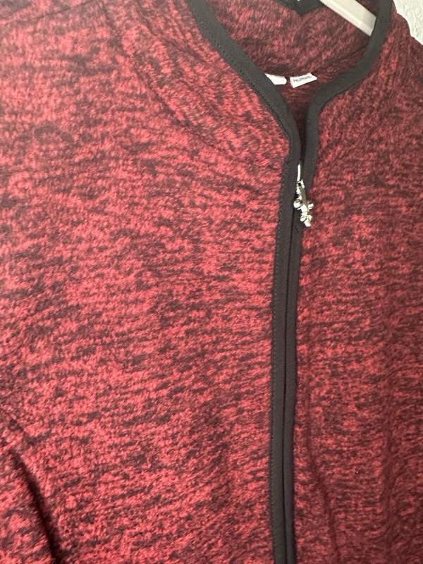 Susan Graver Red Melange Fleece Zip Front Vest W/ Solid Trim Size Large