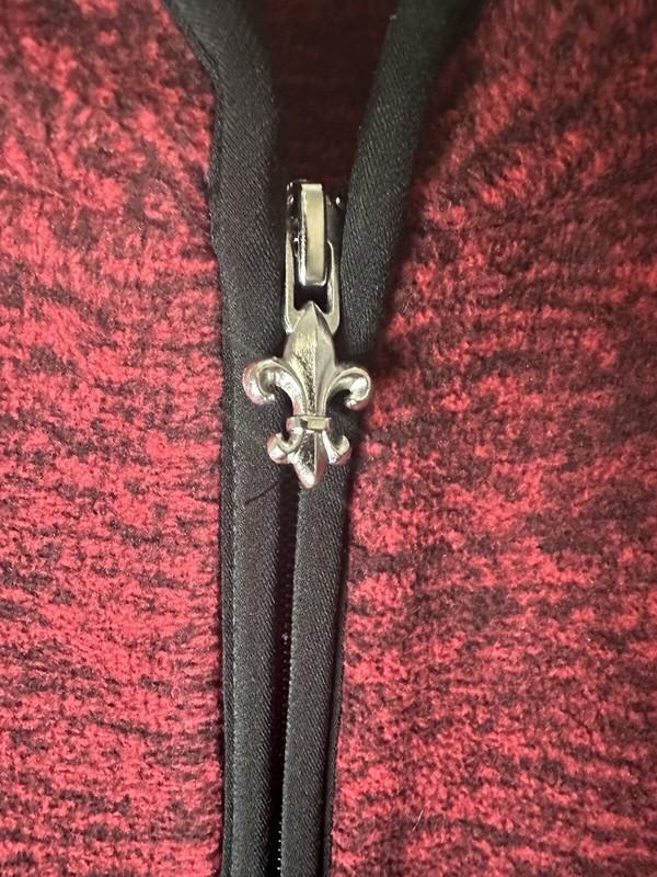 Susan Graver Red Melange Fleece Zip Front Vest W/ Solid Trim Size Large