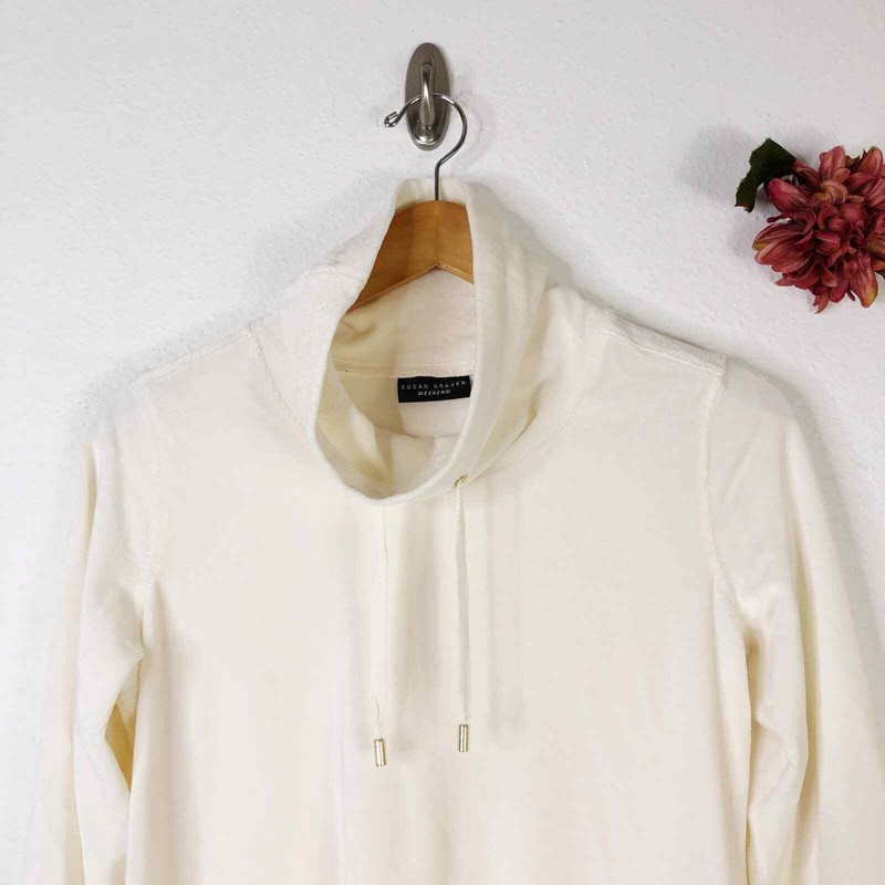 SUSAN GRAVER Weekend Women's Mock Neck Knit Corduroy Tunic Ivory