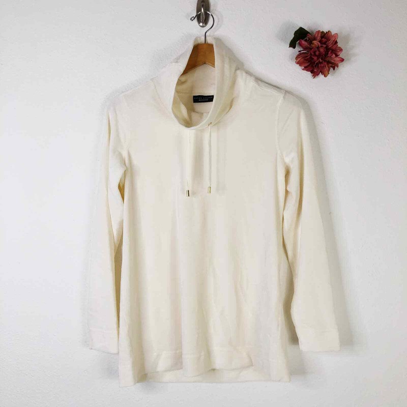 SUSAN GRAVER Weekend Women's Mock Neck Knit Corduroy Tunic Ivory