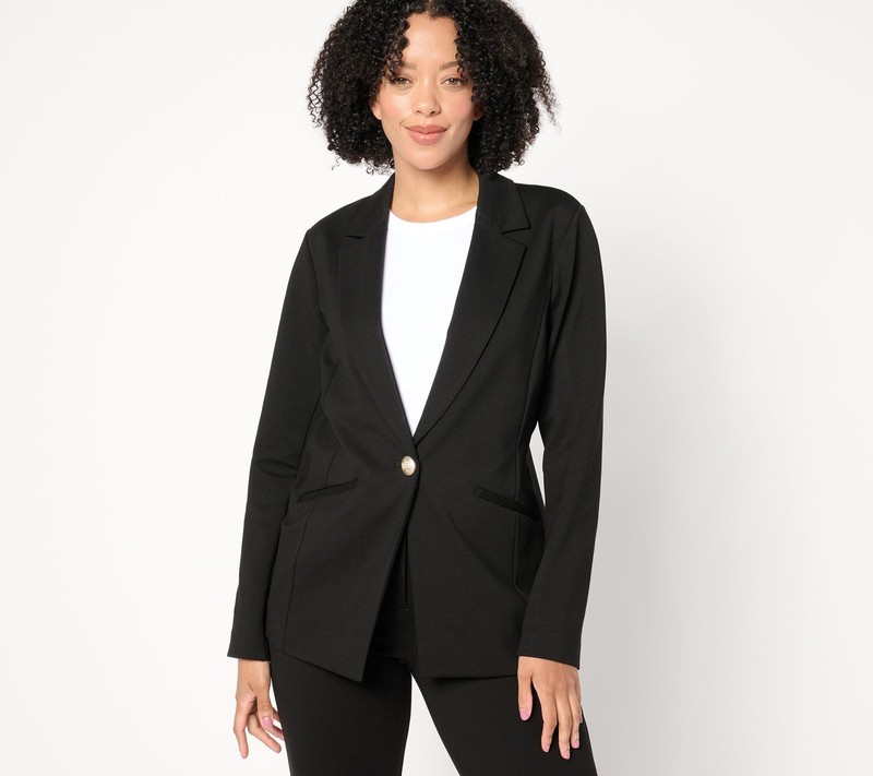 Susan Graver Women's Jacket Sz S Tailored by Regular Smart Ponte Black A658936