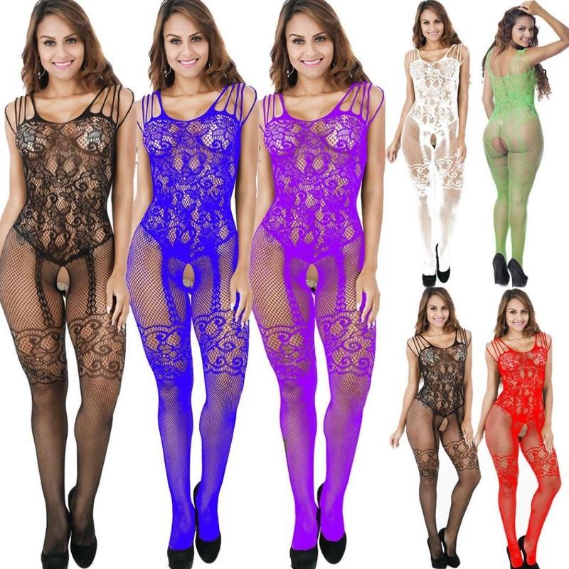 Suspender Body Stocking Bodysuit Fishnet Babydoll Sleepwear Lingerie Thigh-Highs