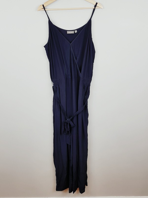 [ SUSSAN ] Womens Navy Sleeveless Belted Jumpsuit Size AU 16