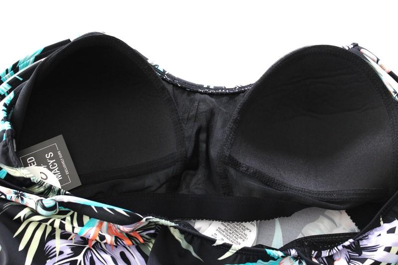 SWIM SOLUTIONS Bring Me Flowers Pleated Tankini Size 12 Black Multi Retail $78