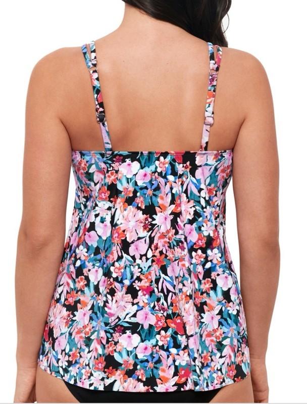 Swim Solutions Pleated Tankini Top Blushing Floral Multicolored Size 14 $78