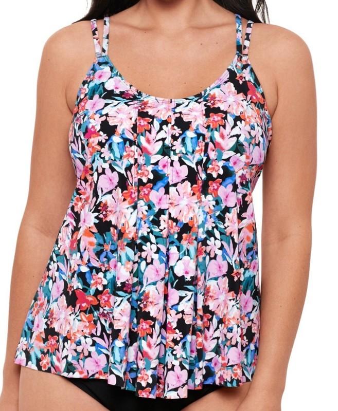 Swim Solutions Pleated Tankini Top Blushing Floral Multicolored Size 14 $78
