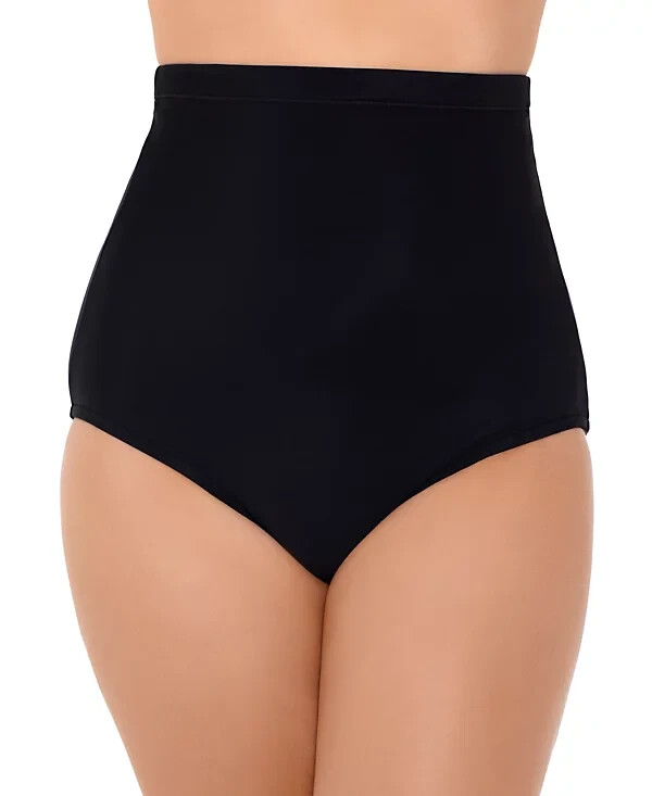 Swim Solutions Women's Ultra High-Waist Swim Bottom Swimsuit Black Size 14