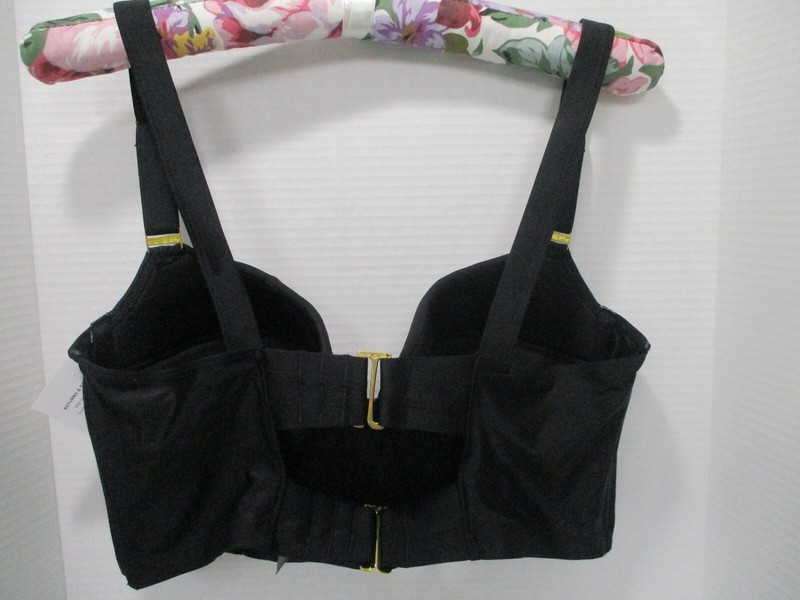 Swim Top Separate Women 36D Black Longline Underwire Bikini Top Pinup Retro