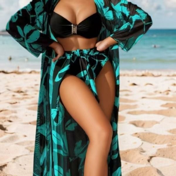 Swimsuit Three-piece Women's Gown High Waist New Beach Bikini