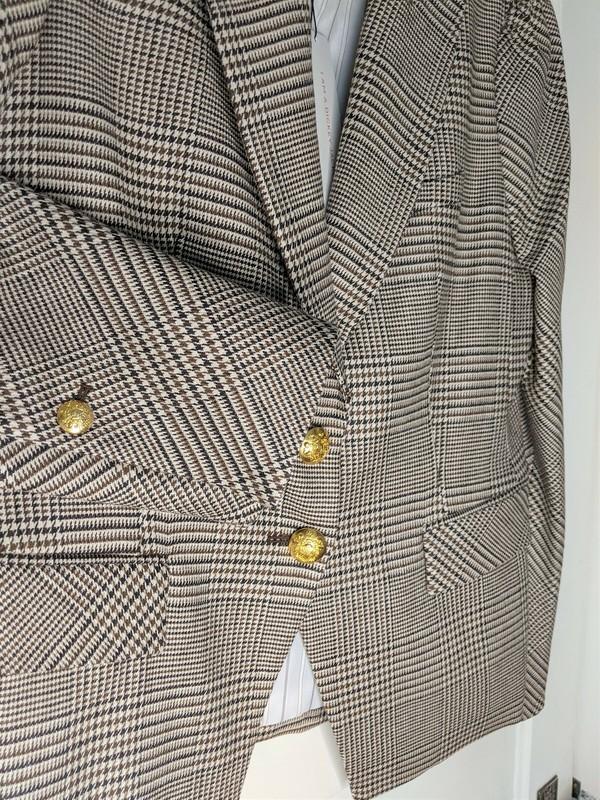 Sz 12 NWT VERONICA BEARD Dickey Jacket ARNA Natural Tan Plaid Womens Blazer Gold