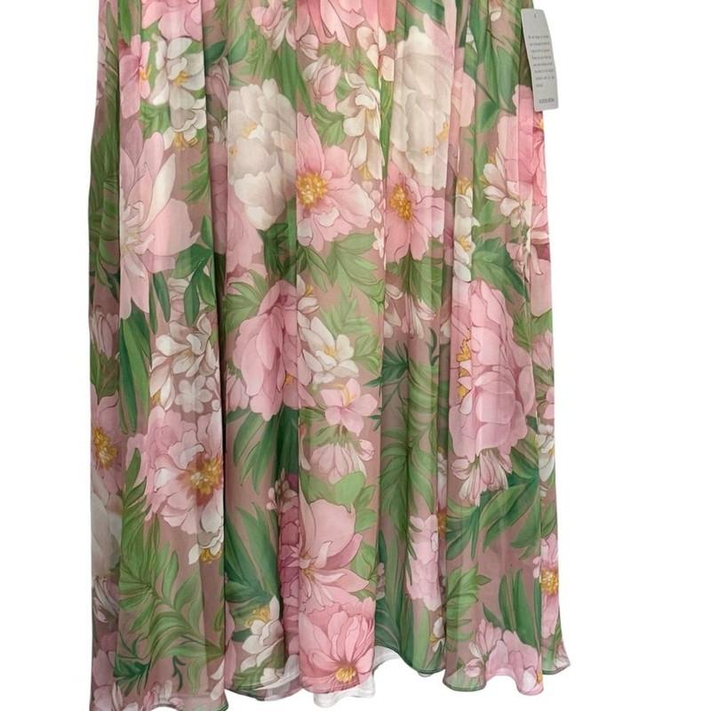 Tadashi Shoji Ausra Floral Cap Sleeve Chiffon Midi Dress Size 10 New