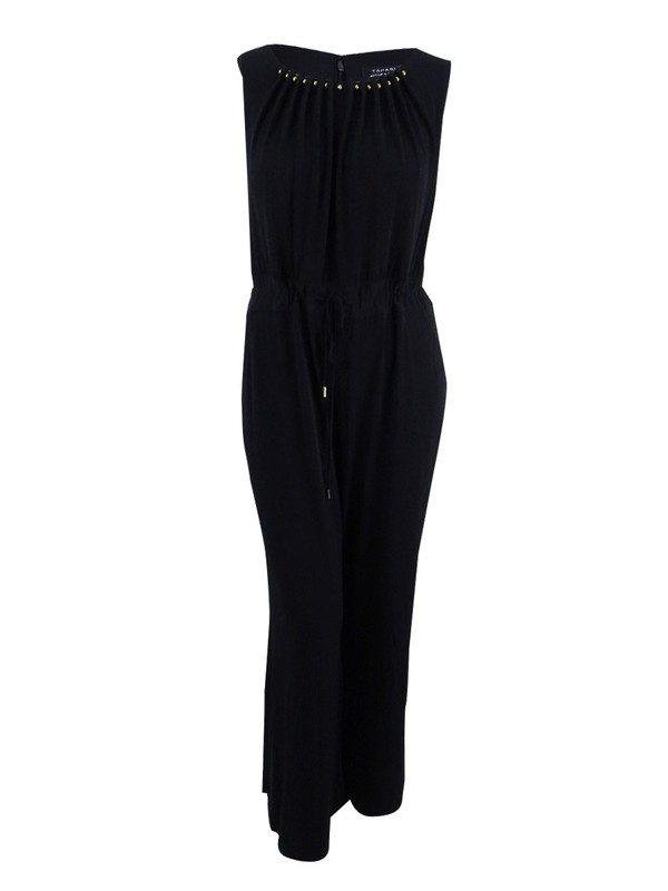 Tahari ASL Embellished Drawstring Jersey Black #200 Size 16