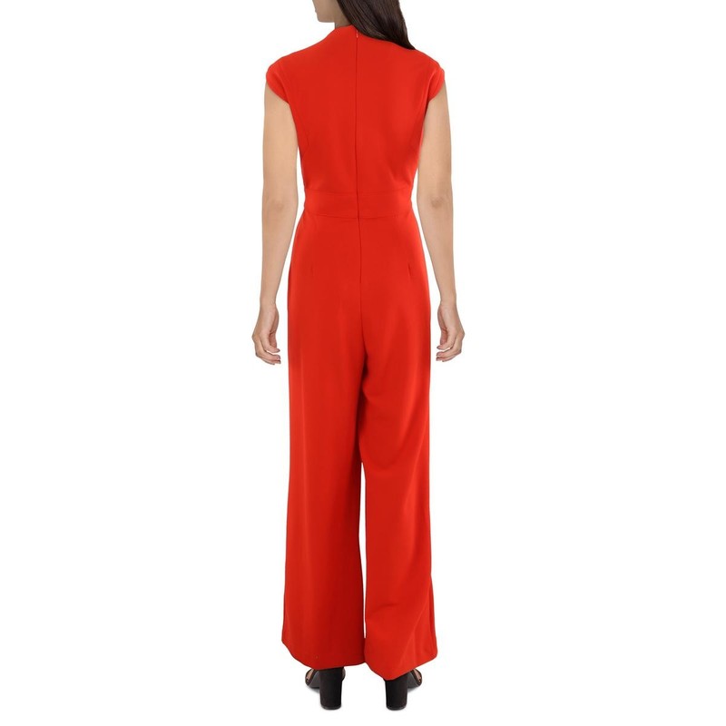 Tahari ASL Womens Red Pocket Wide Leg Formal Jumpsuit 8 BHFO 1800