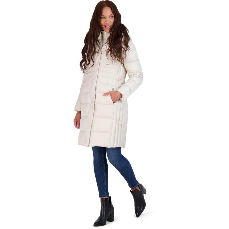 Tahari Womens Casey Ivory Insulated Vegan Puffer Jacket Outerwear L BHFO 1965