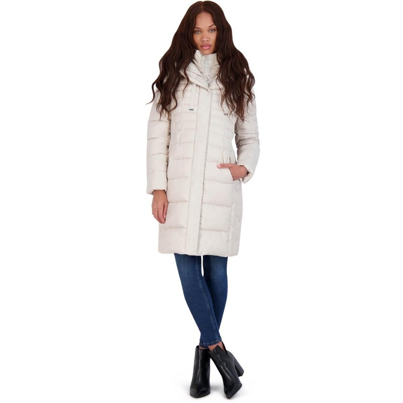 Tahari Womens Casey Ivory Insulated Vegan Puffer Jacket Outerwear L BHFO 1965