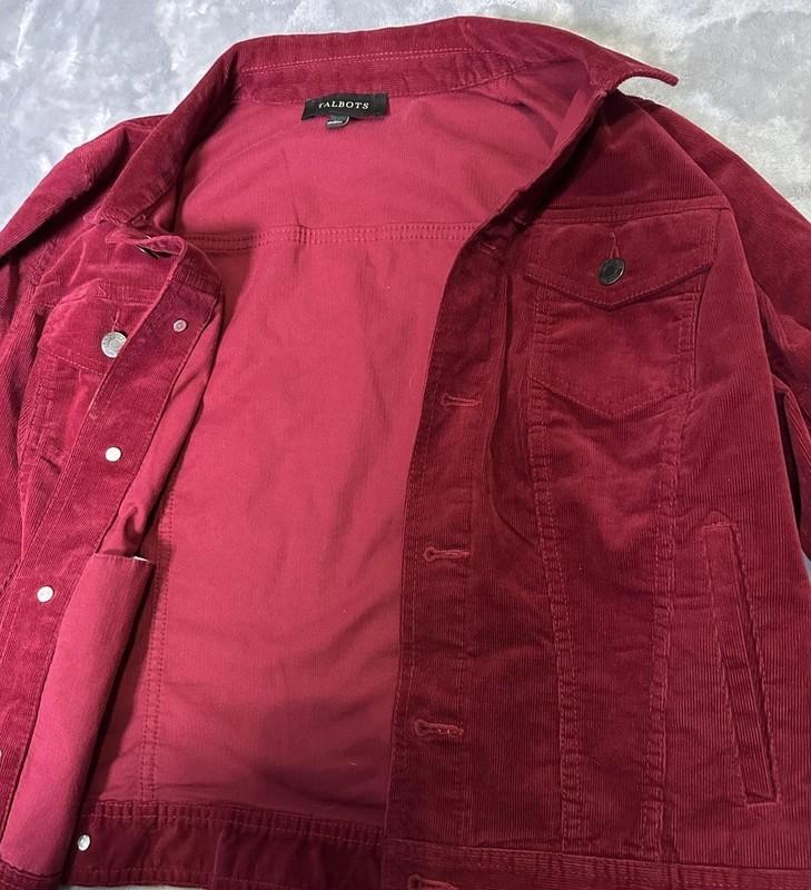Talbots Chore Jacket Womens Sz M Red Corduroy Button Up Classic Pockets Stretch