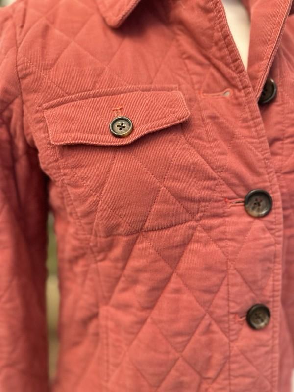 Talbots Corduroy Jacket Sz Small Petite S M Button Front Lightweight Coral/Pink