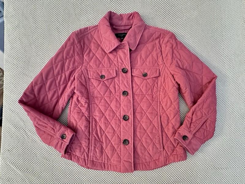 Talbots Corduroy Jacket Sz Small Petite S M Button Front Lightweight Coral/Pink