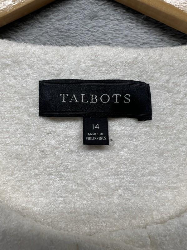 Talbots Cream Boiled Wool Blend Sweater Jacket Cardigan Blazer Size 14