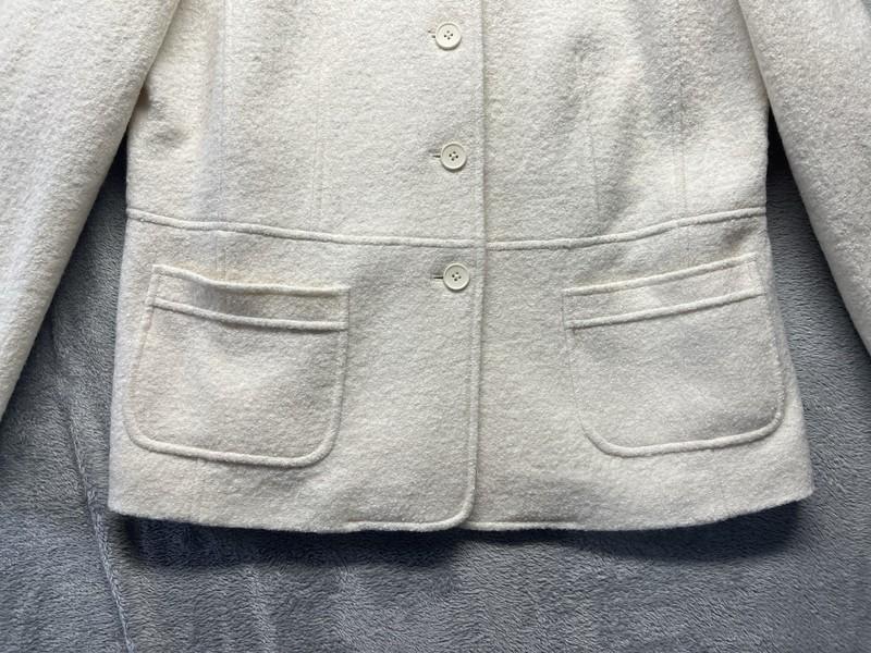 Talbots Cream Boiled Wool Blend Sweater Jacket Cardigan Blazer Size 14