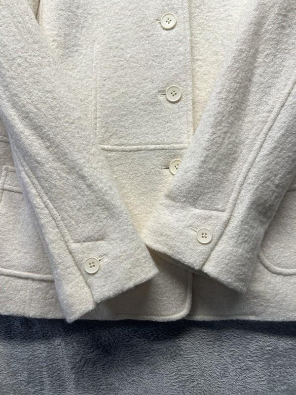 Talbots Cream Boiled Wool Blend Sweater Jacket Cardigan Blazer Size 14