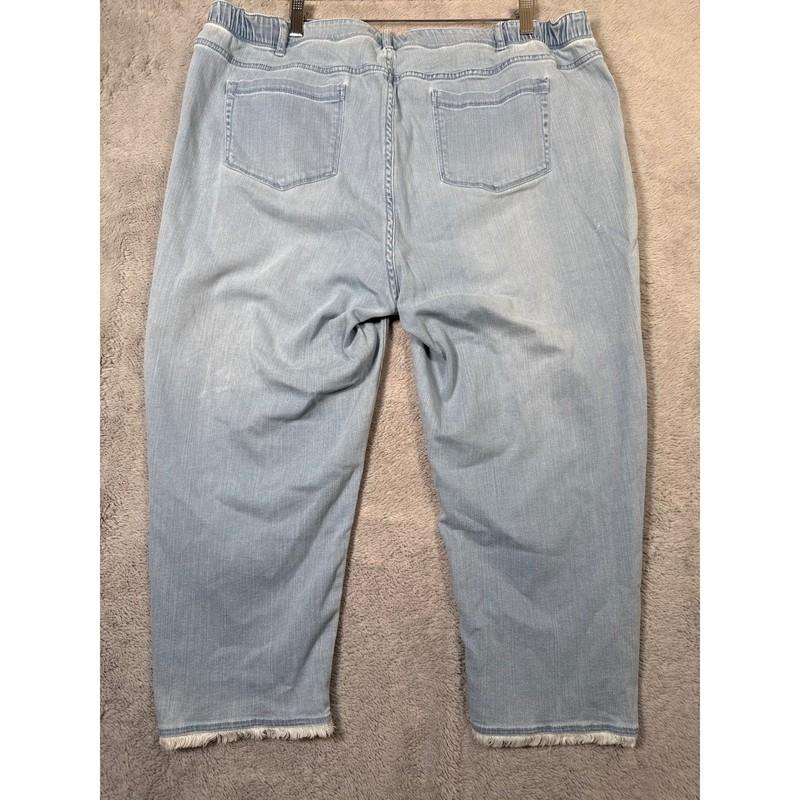 Talbots J Jill Denim Cropped Jeans Plus 2X Light Wash Frayed Hem Boho Vacation