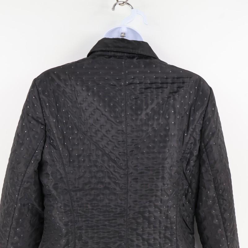 Talbots Lightweight Coat Womens 8 Black Polka Dot 100% Polyester Zipper Accents