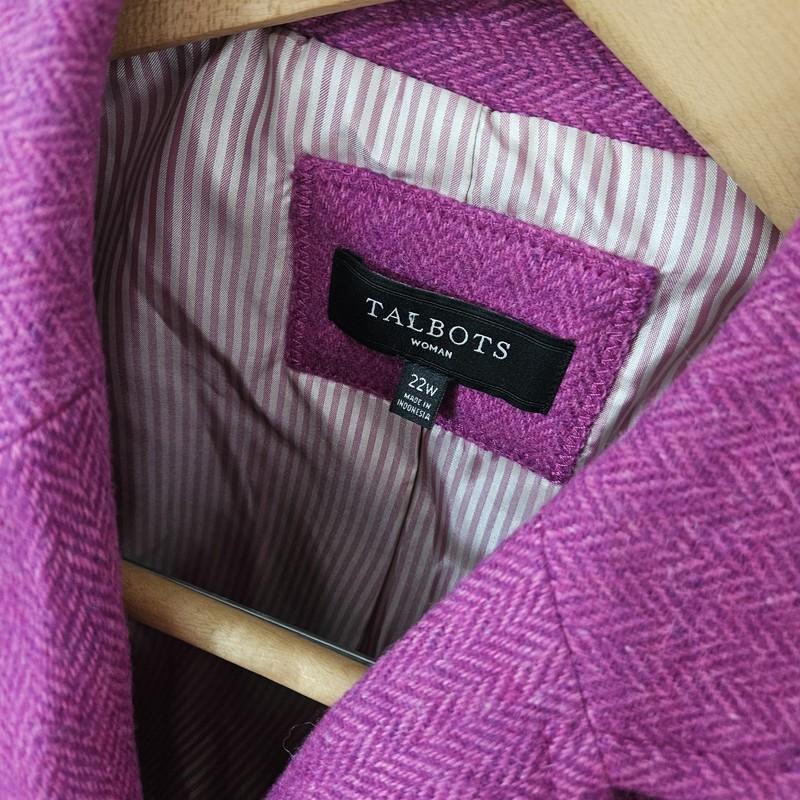 Talbots Pink Wool Blend Herringbone Classic Blazer Sz 22W Professional Career