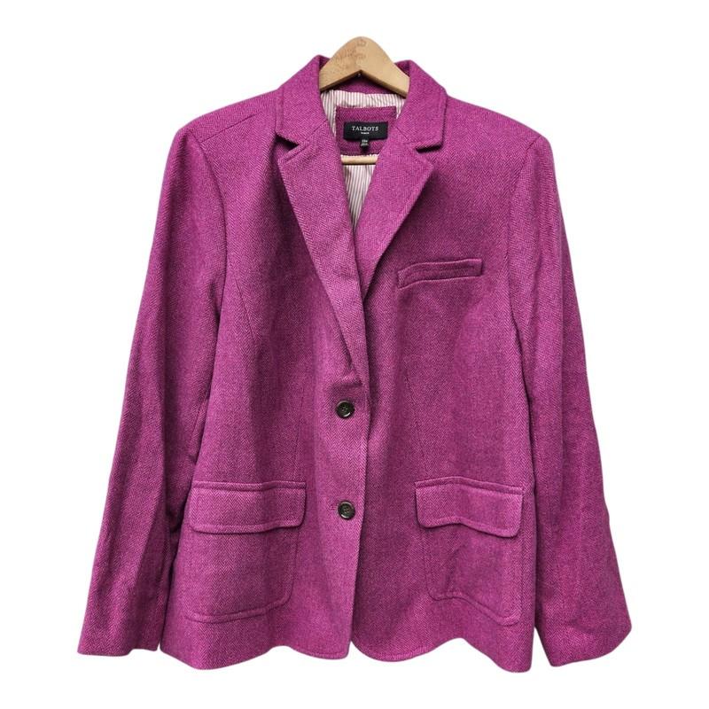 Talbots Pink Wool Blend Herringbone Classic Blazer Sz 22W Professional Career