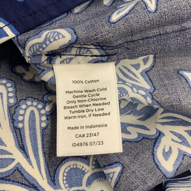 TALBOTS Split Neck Floral Blouse Women's Size Medium Blue
