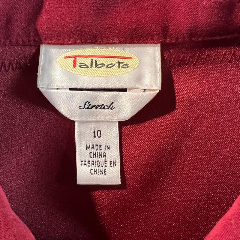 Talbots Women's Red Faux Suede Stretch Jacket Size 10 Button Front Ribbed Knit S