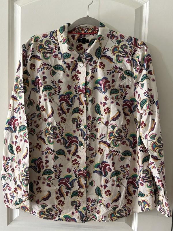 Talbots Women’s Size XLP Floral Top Peasant Career 100% Cotton Grandma Core