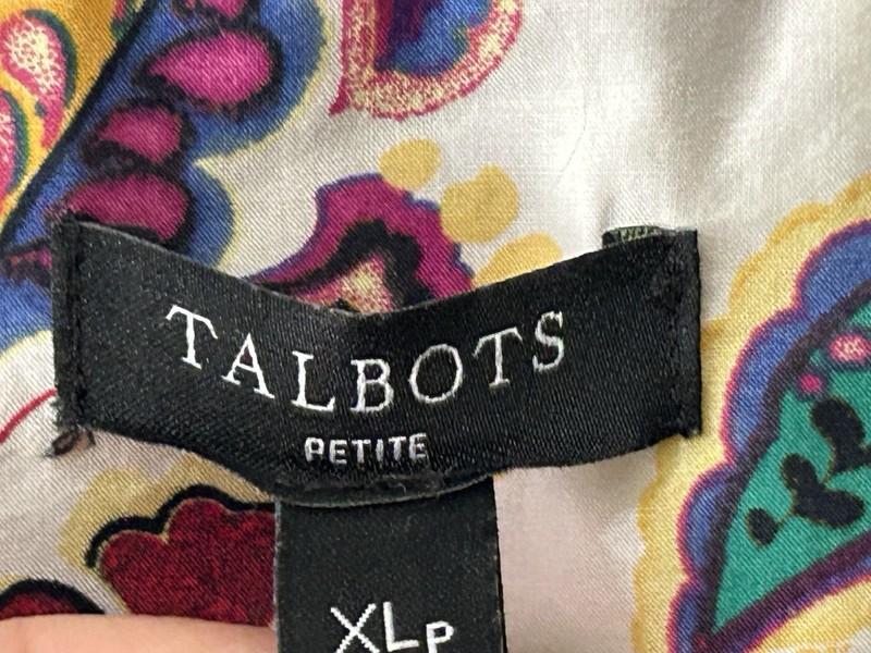 Talbots Women’s Size XLP Floral Top Peasant Career 100% Cotton Grandma Core