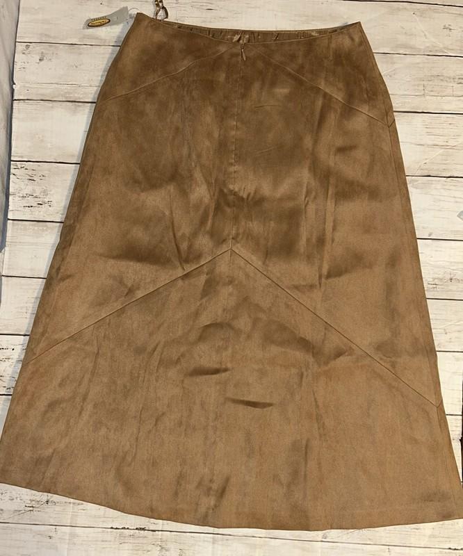 Talbots Women's Tan Faux Suede Back Zip A-Line Midi Skirt 4P NWT