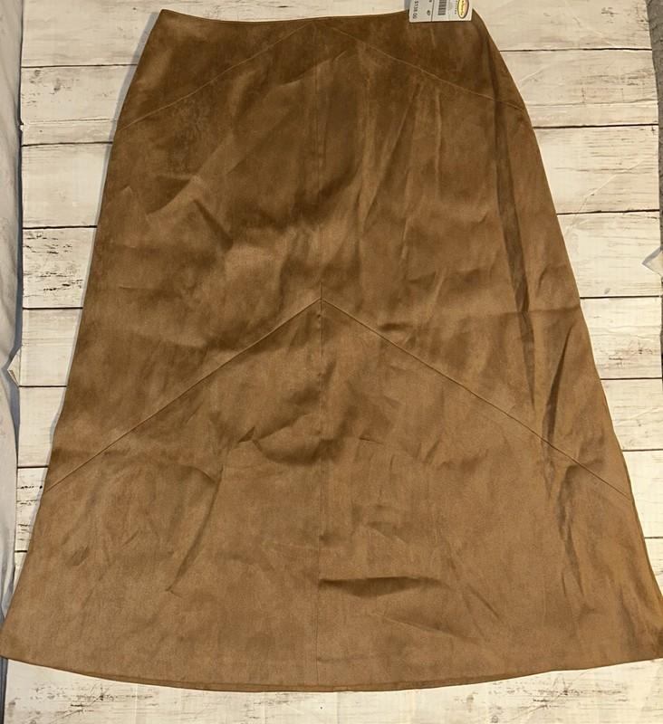 Talbots Women's Tan Faux Suede Back Zip A-Line Midi Skirt 4P NWT