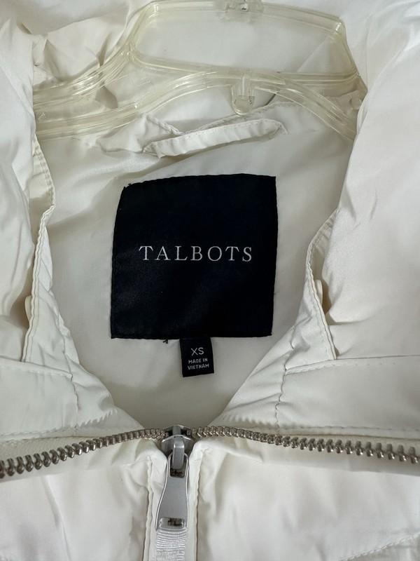 Talbots XS Puffer Vest IVORY Down Filled Full Zip Womens