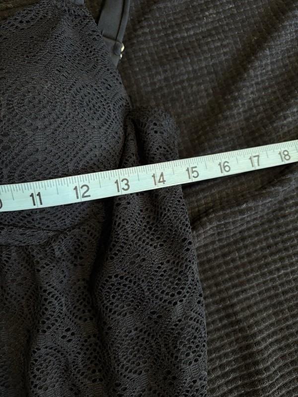 Tankini Swim Top Crochet Black Solid Size XL Molded Cups Lined Wide Adj Straps