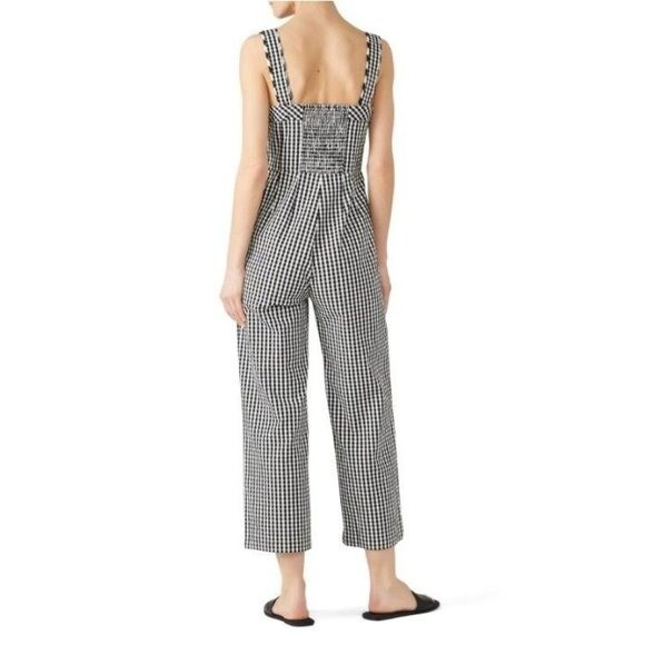 Tanya Taylor Rosalind Gingham Wide-Leg Jumpsuit Women's Size 4 V-Neck Casual