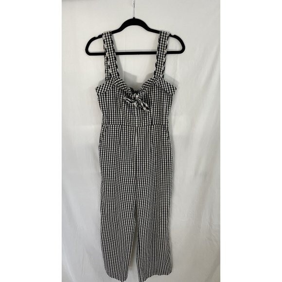 Tanya Taylor Rosalind Gingham Wide-Leg Jumpsuit Women's Size 4 V-Neck Casual